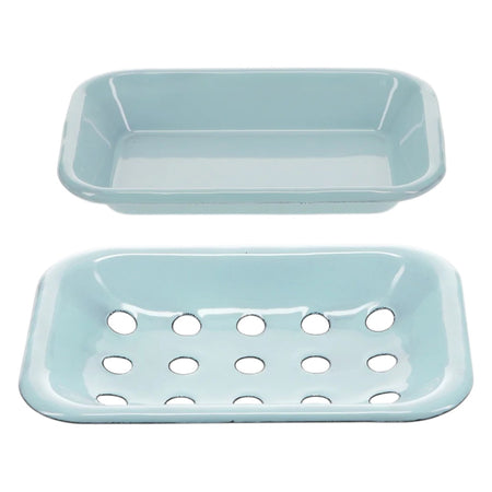 Soap Dish Enamel Two Part Blue