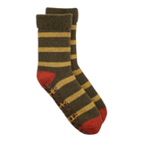 Glitter Stripe Slipper Socks Gold/Khaki