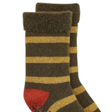 Glitter Stripe Slipper Socks Gold/Khaki