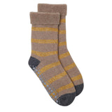 Glitter Stripe Slipper Socks Camel/Gold