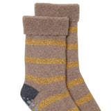 Glitter Stripe Slipper Socks Camel/Gold