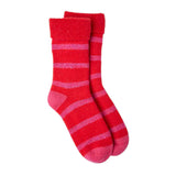 Glitter Stripe Slipper Socks Pink/Red