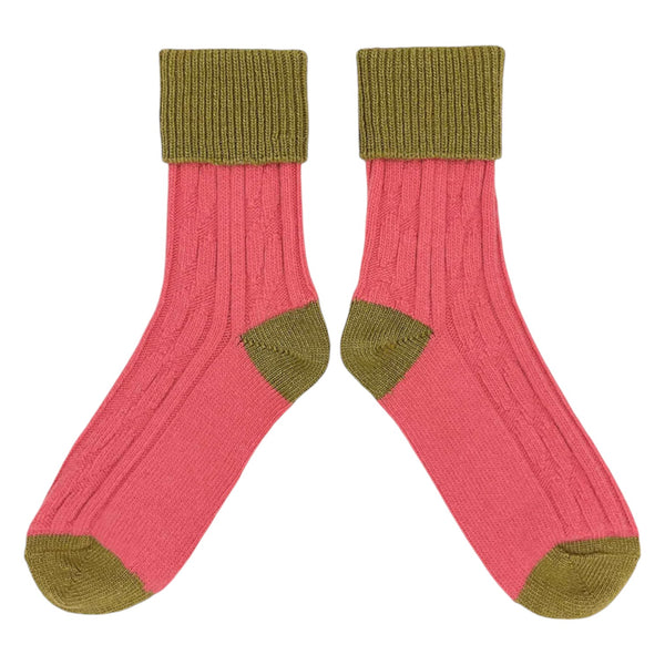 Slouch Socks Cashmere Blend Coral Green