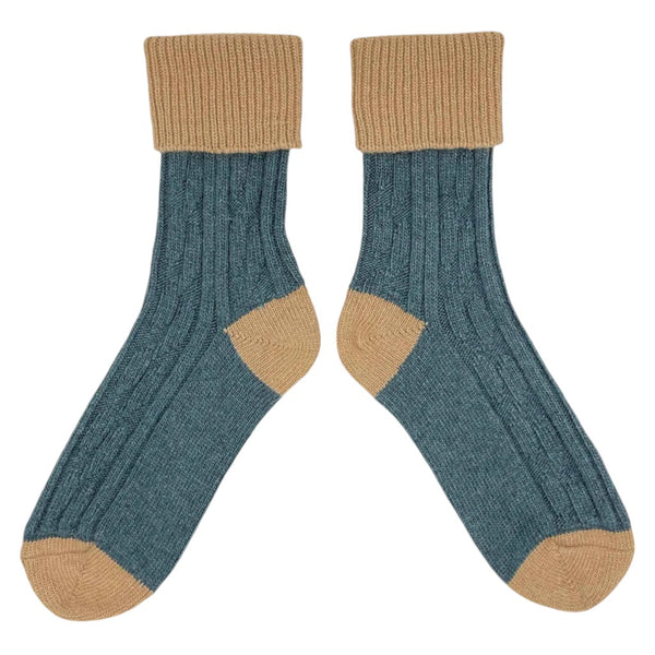 Slouch Socks Cashmere Blend Teal Biscuit