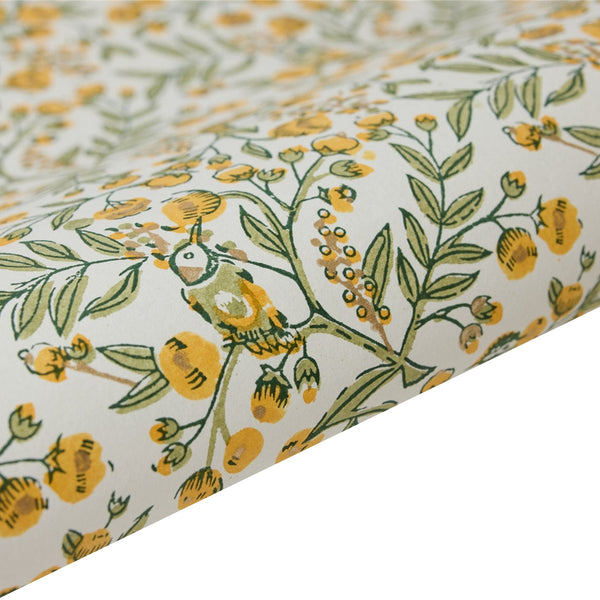 gift wrap with a floral and bird pattern on a white background