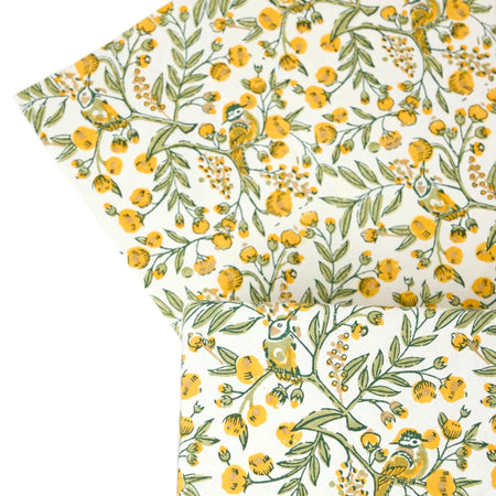 Wrapping Paper Sheet Hand Block Printed Song Birds Sunshine