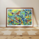 A3 Limited Edition Print Sparrows And Blueberries