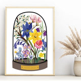 Spring Flowers Bell Dome Jar A3 Print