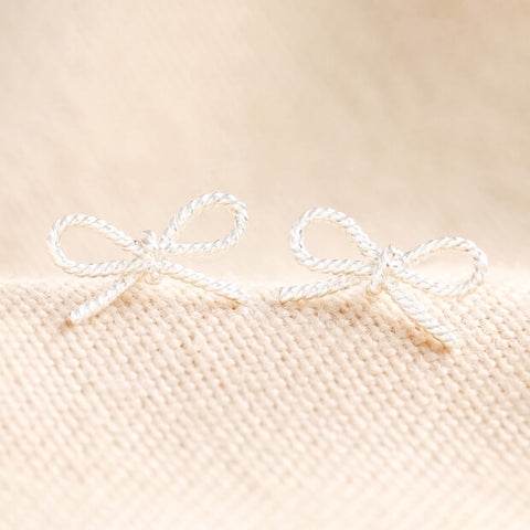 Tiny Bow Earrings Silver