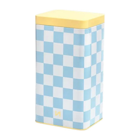 Storage Tin Check Aqua
