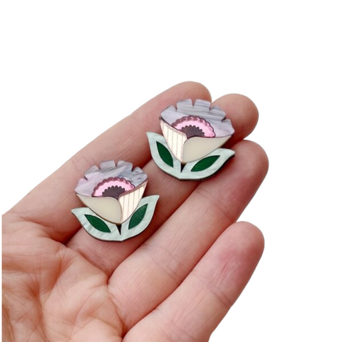 Floral Statement Stud Earrings Isobel Sunset