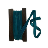 Spool of teal ribbon on a white background