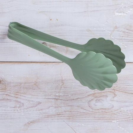 Scalloped Serving Tongs Green