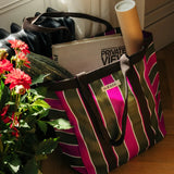 Tote Bag Striped Brown