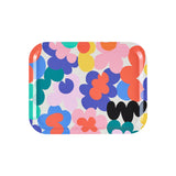 Tray Birch Wood Rectangle Floral Burst
