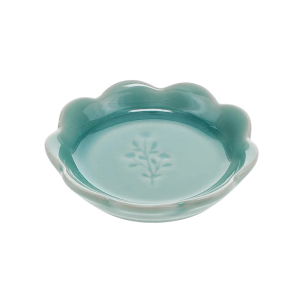 Ceramic Trinket Dish Scalloped Edge Blue
