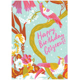 Birthday Card Tropical Birds