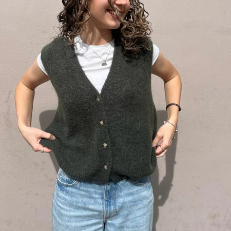 Erika Kid Mohair Vest Khaki Green