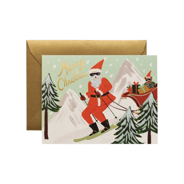 Christmas Card Skiing Santa