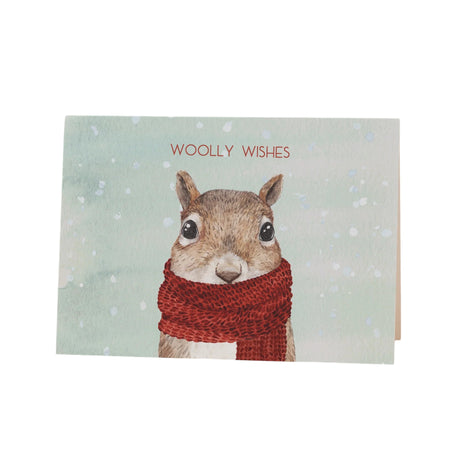 Christmas Card Woolly Wishes Squirrel