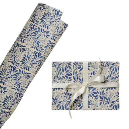 Wrapping Paper Sheet Blue Flora