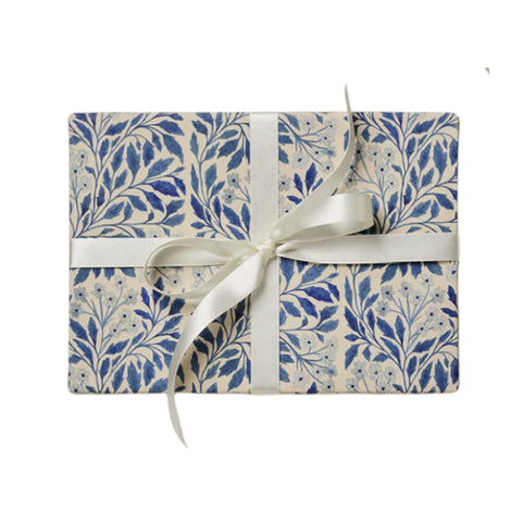 Wrapping Paper Sheet Blue Flora
