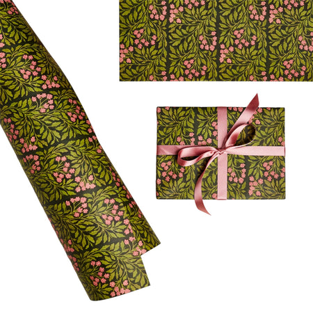 Wrapping Paper Sheet Green Flora