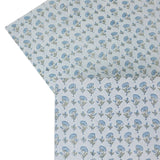 Wrapping Paper Sheet Hand Block Printed Ditsy Floral Blue Stone