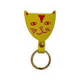 Key Fob Leather Cat Yellow