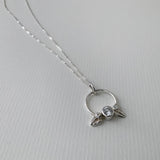 Necklace Silver Leaves On Hoop Cubic Zirconia