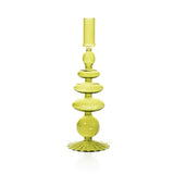 Candle Holder Glass Taper Pear Green