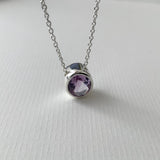 Necklace Silver Large Oval Amethyst