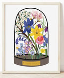 Spring Flowers Bell Dome Jar A3 Print