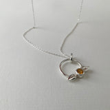 Necklace Silver Leaves And Citrine