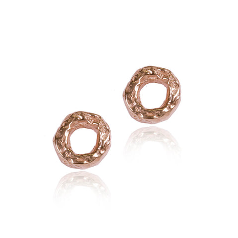 Stud Earrings Rose Gold Textured Meteorite