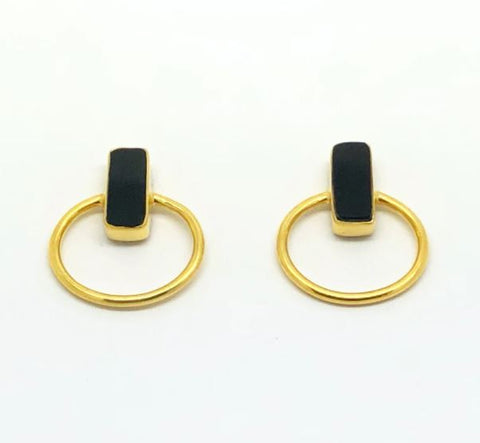 Earrings Black Onyx Oval Stud Earrings
