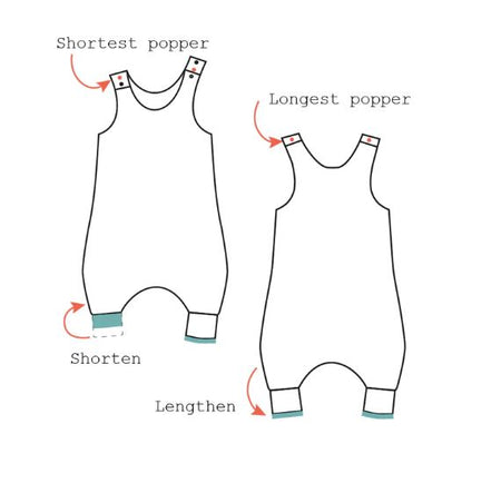 Romper Babygrow Adjustable Size Organic Cotton Chameleon