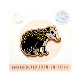 British Badger Embroidered Iron On Patch