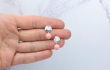 Stud Earrings Silver Coin Charm Swarovski Coral Pink Bead