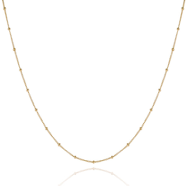 Chain necklace with tiny beads, made from rose gold plated sterling silver.