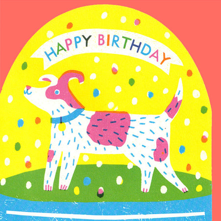 Birthday Card Globe Dog