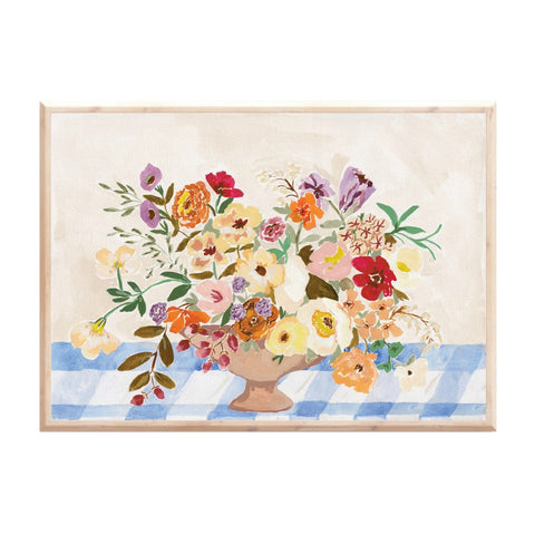 Floral Vase Print A3 Picnic Vase Yellow