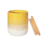 Canister Stoneware With Bamboo Lid Yellow Glaze