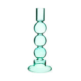 Candle Holder Glass Turquoise Bubble