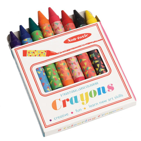 Set of eight large colourful crayons