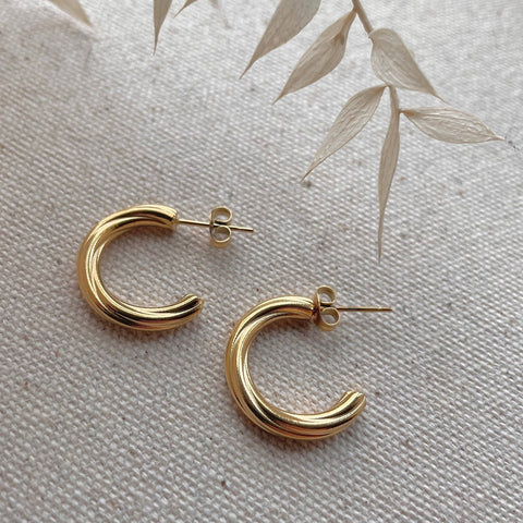 Earrings 18k Gold Plated Twist Hoop