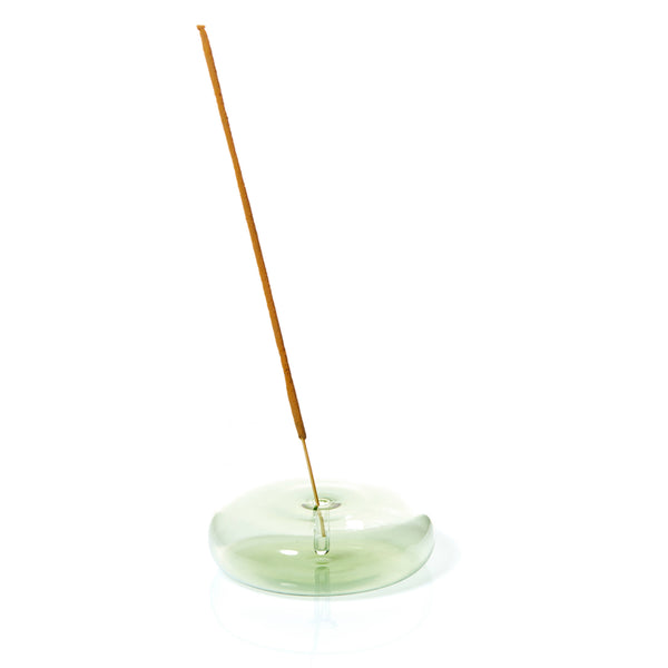 Incense Holder Hand Blown Glass Dimple Green