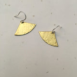 Brass fan shaped earrings with silver finding.