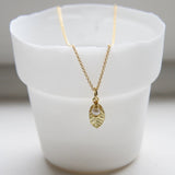 Necklace Leaf And Fresh Water Pearl Gold