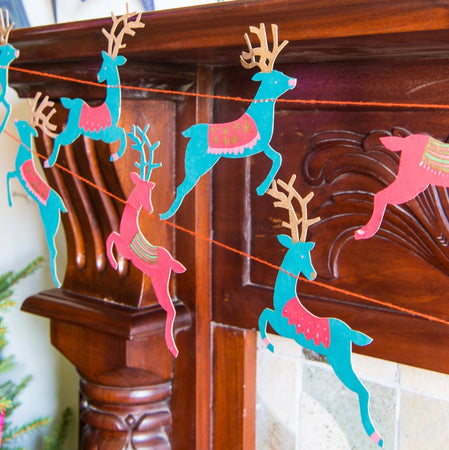 Paper Garland Colourful Reindeer